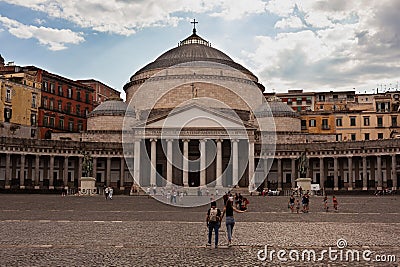 Cityscape image of Naples, Piazza del Plebiscito Editorial Stock Photo