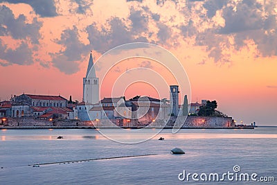 Porec, Croatia at sunset. Stock Photo