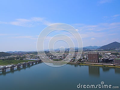 Cityscape of Inuyama city in Aichi, Japan Stock Photo