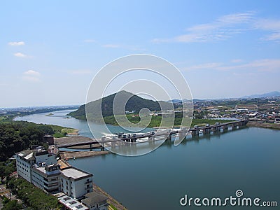 Cityscape of Inuyama city in Aichi, Japan Stock Photo