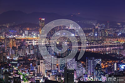 Cityscape in korea, skyscraper and han river, seoul south korea Stock Photo