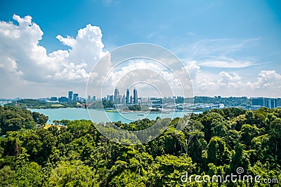 Cityscape and Landscape of Kepple island in Singapore. View from Sentosa Island. Editorial Stock Photo