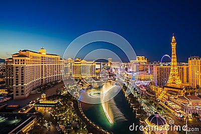 Aerial Las Vegas at night Editorial Stock Photo