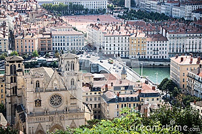 Cityscape of Lyon Editorial Stock Photo