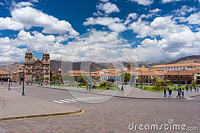 Cityscape of main square in Cusco, Peru, with scenic sky Editorial Stock Photo