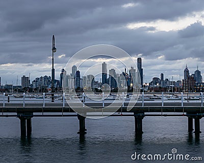 Cityscape of Melbourne from St Kilda Pier Editorial Stock Photo