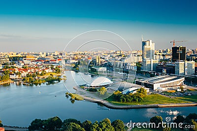 Cityscape of Minsk, Belarus. Summer season, sunset Editorial Stock Photo