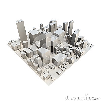 Cityscape Model 3D - No Shadow Stock Photo