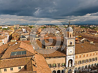 Cityscape of Modena, medieval town situated in Emi Stock Photo