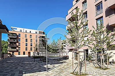 Cityscape with modern apartment buildings in a new residential area in the city, Concept for construction industy, estate agent Editorial Stock Photo