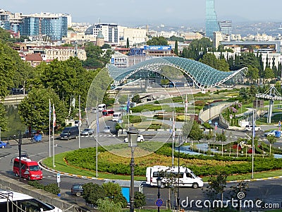 Cityscape of the modern part of Tbilissi in Georgia. Editorial Stock Photo