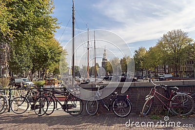Cityscape with Montelbaanstoren Tower view Editorial Stock Photo