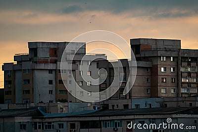 Cityscape photography at dawn, big structure Stock Photo