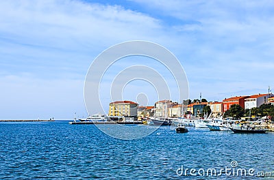 Cityscape of Porec at port, Croatia. Editorial Stock Photo