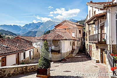 Cityscape of Potes, North Spain Stock Photo