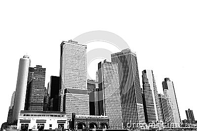 Cityscape - silhouettes of skyscrapers Stock Photo