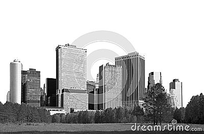 Cityscape - silhouettes of skyscrapers Stock Photo