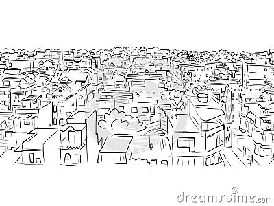 Cityscape sketch, seamless pattern for your design Vector Illustration