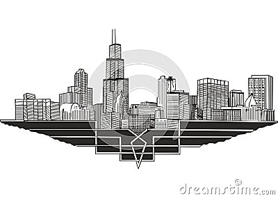 Cityscape and skyline of Chicago, Illinois Vector Illustration