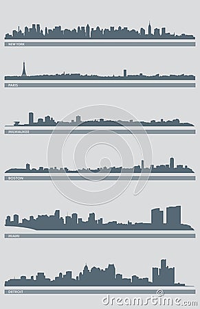 Cityscape Skyline Vector 3 Cartoon Illustration