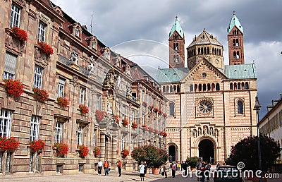 Cityscape of Speyer with its historical downtown and Cathedral. Editorial Stock Photo