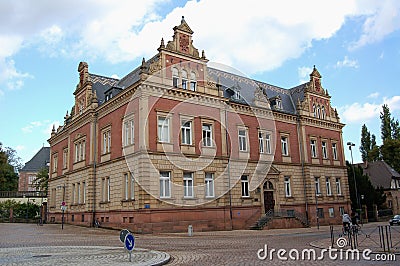 Cityscape of Speyer with its historical downtown and houses. People walking around. Editorial Stock Photo