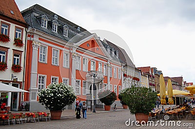 Cityscape of Speyer with its historical downtown and houses. People walking around. Editorial Stock Photo