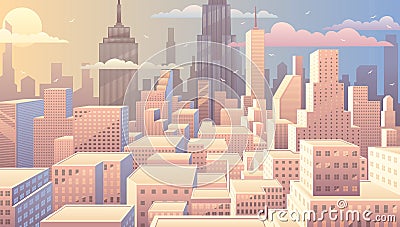 Cityscape Sunrise Vector Illustration