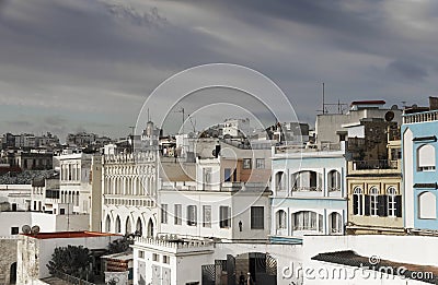 Cityscape of Tangier - Tanger - in Morocco. Stock Photo
