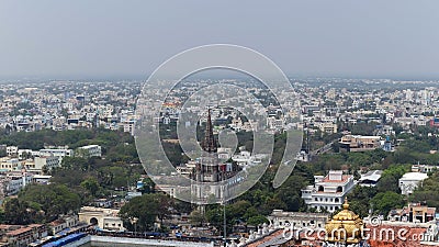 Cityscape of Tiruchirappalli and view of Our Lady of Lourdes Church, Trichy, Tamilnadu Stock Photo