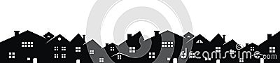 Cityscape, town, black vector icon, decorative illustration, group of house Vector Illustration