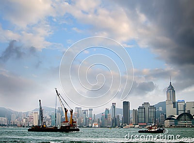 Cityscape of Victoria harbor in Hong Kong Editorial Stock Photo