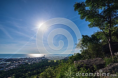 Cityscape view of huahin district from Khao hin lek fai view point Stock Photo