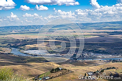 Cityscape view of Lewiston Idaho, as seen from Lewiston Hill Overlook on a summer day Stock Photo