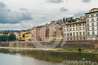 Cityscape view of old town Florence by Arno river, Florence, Italy Editorial Stock Photo