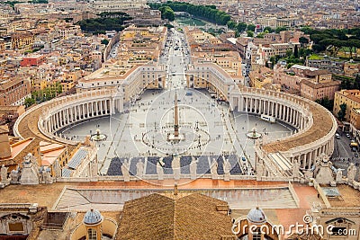 Cityscape view from St Peters basilica cupola in Vatican city Stock Photo