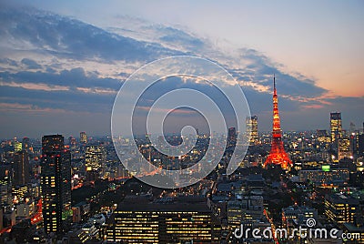 Cityscape view of Tokyo city during dusk Stock Photo