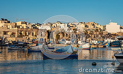 Cityscapes of Marsaxlokk - a small village in Malta Editorial Stock Photo