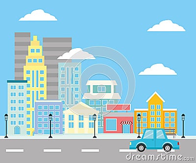 cityspace building street Cartoon Illustration