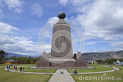 Ciudad Mitad del Mundo Middle of the World City monument in Quito, Ecuador Editorial Stock Photo