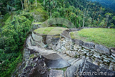 Ciudad Perdida, ancient ruins in Sierra Nevada mountains. Santa Marta, Colombia wilderness Stock Photo