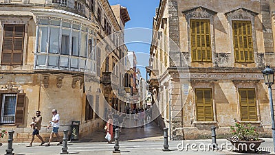 Traditional buildings in the city of Ciutadella de Menorca Editorial Stock Photo