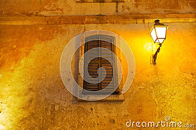 Ciutadella Menorca wooden shutter window Stock Photo