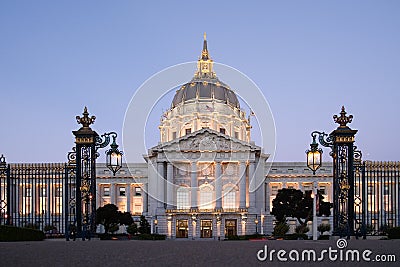 Civic Center at dusk Stock Photo