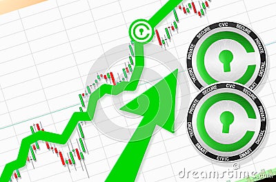 Civic going up; Civic CVC cryptocurrency price up; flying rate up success growth price chart Stock Photo