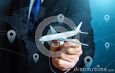 Civil aviation and commercial airlines. Travel and business trips. Transport system and infrastructure. Air communication. Flights Stock Photo
