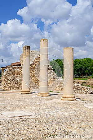 The Civil Basilica of Complutum, a Roman City located in Alcala de Henares, Madrid, Spain Stock Photo