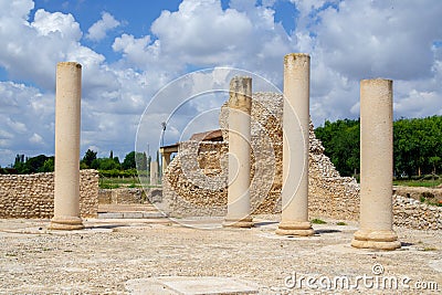 The Civil Basilica of Complutum, a Roman City located in Alcala de Henares, Madrid, Spain Stock Photo