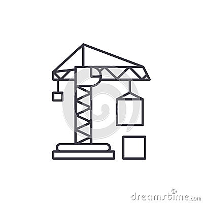 Civil construction crane line icon concept. Civil construction crane vector linear illustration, symbol, sign Vector Illustration