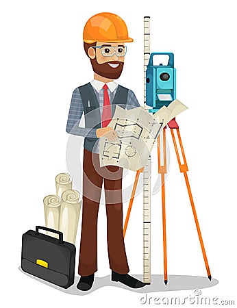 Civil engineer character isolated vector Vector Illustration